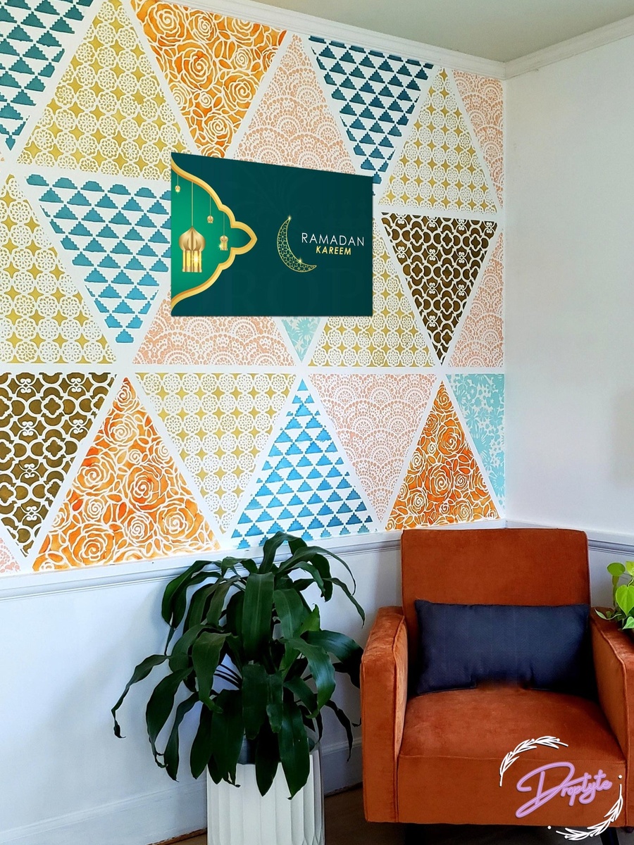 لوحة فنية جدارية إسلامية رمضان كريم جميلة مع إطار خشبي، 40 سم × 30 سم