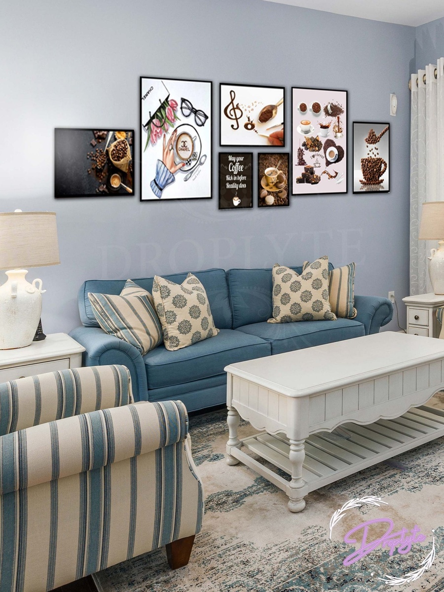 7 Piece Coffee 3d digital Decorative Wall Art, 120cm x 80cm