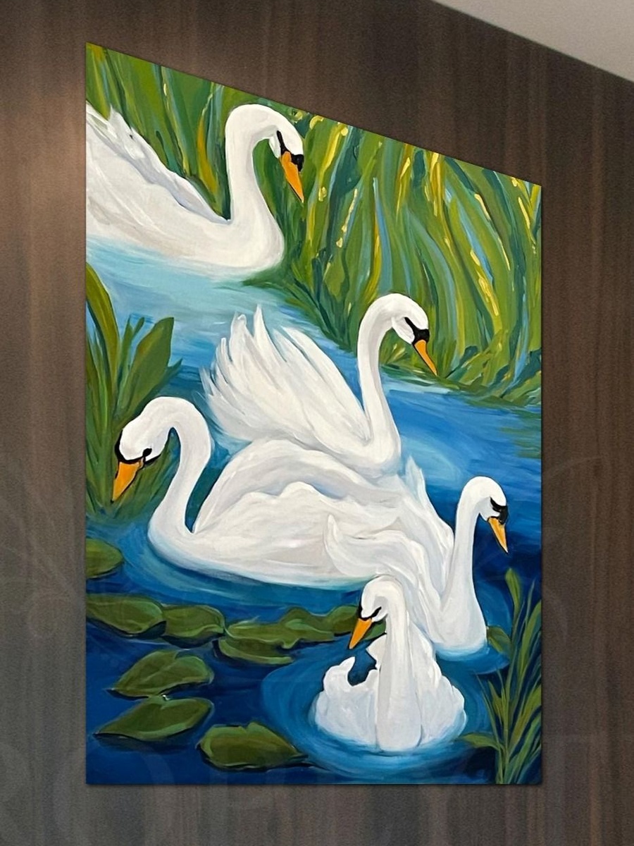 Domestic White Goose Painting Decorative Wall Art, 30cm x 40cm