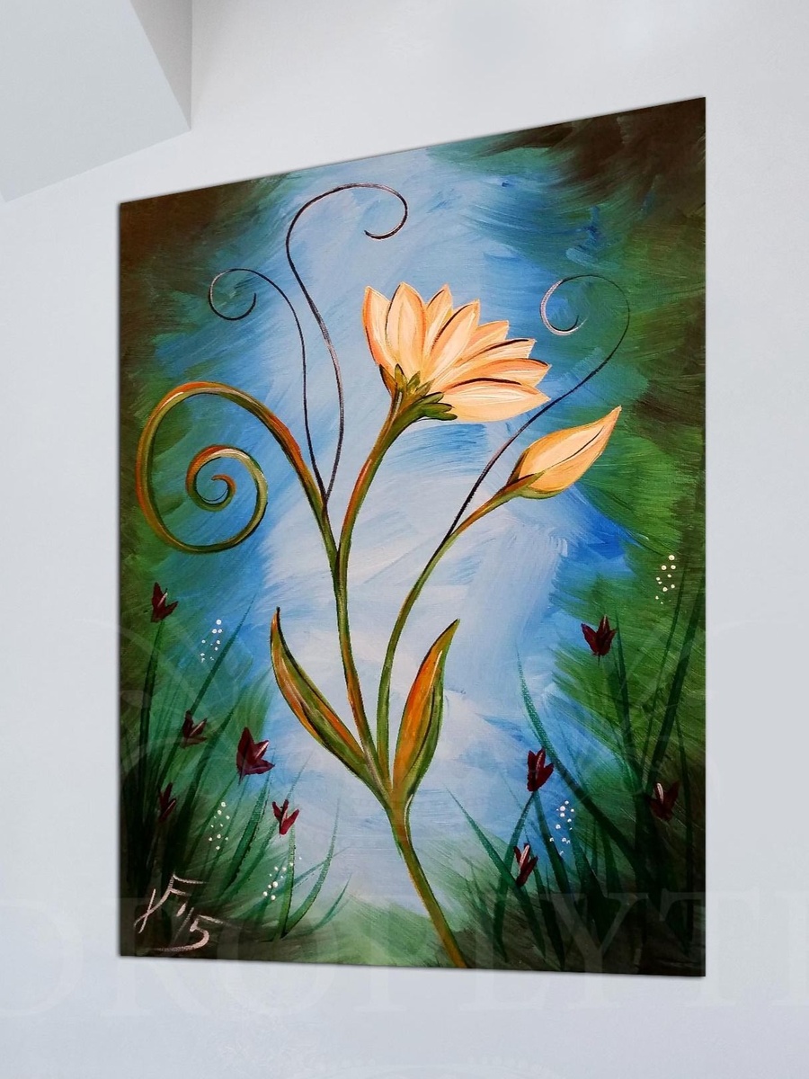 لوحة فنية جدارية ديكورية لزهور على الغصن، 30 سم × 40 سم