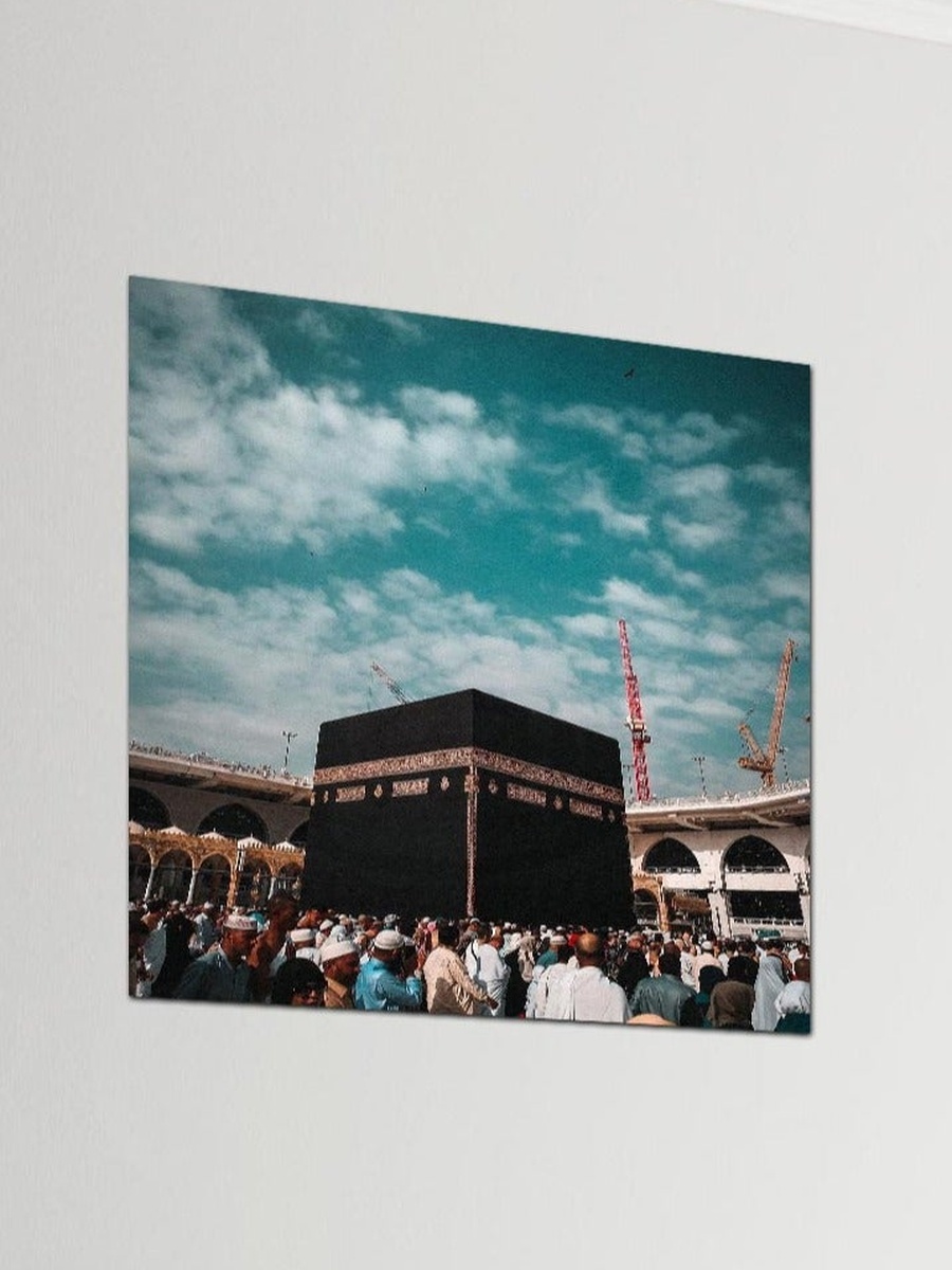 لوحة جدارية إسلامية تزيينية لرسم للكعبة والحرم، 30 سم × 30 سم