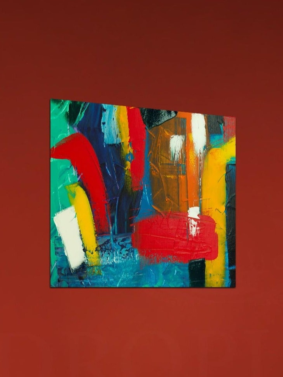 لوحة جدارية ديكورية لرسم تجريدي متعدد الألوان، 50 سم × 50 سم