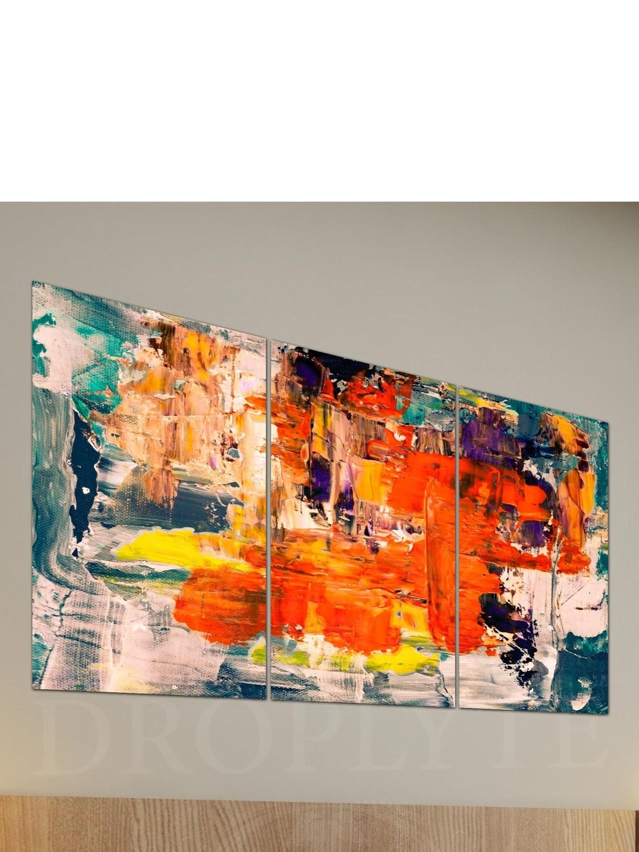 مجموعة من 3 قطع لوحة جدارية ديكورية لرسم تجريدي متعدد الألوان، 120 سم × 60 سم