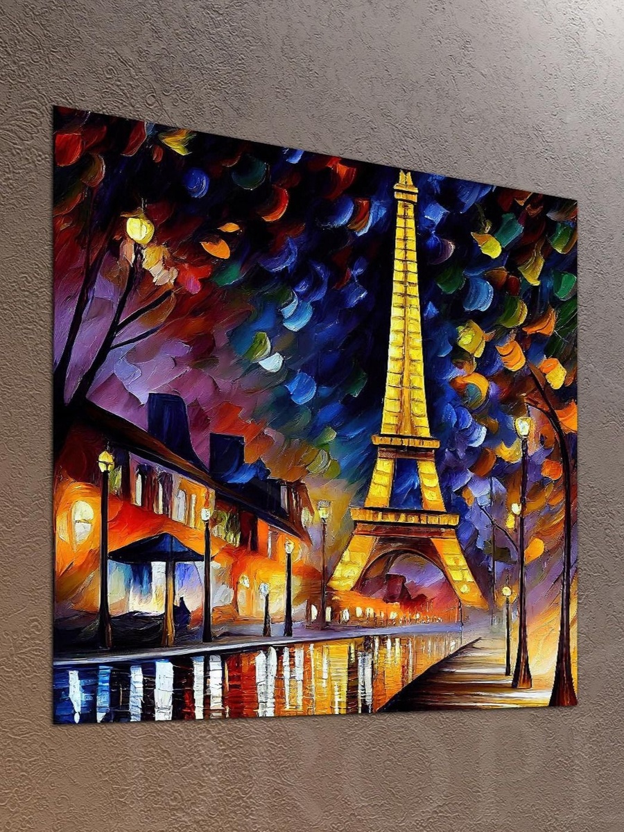 لوحة جدارية ديكورية لرسم ملون لبرج إيفل باريس، 30 سم × 30 سم