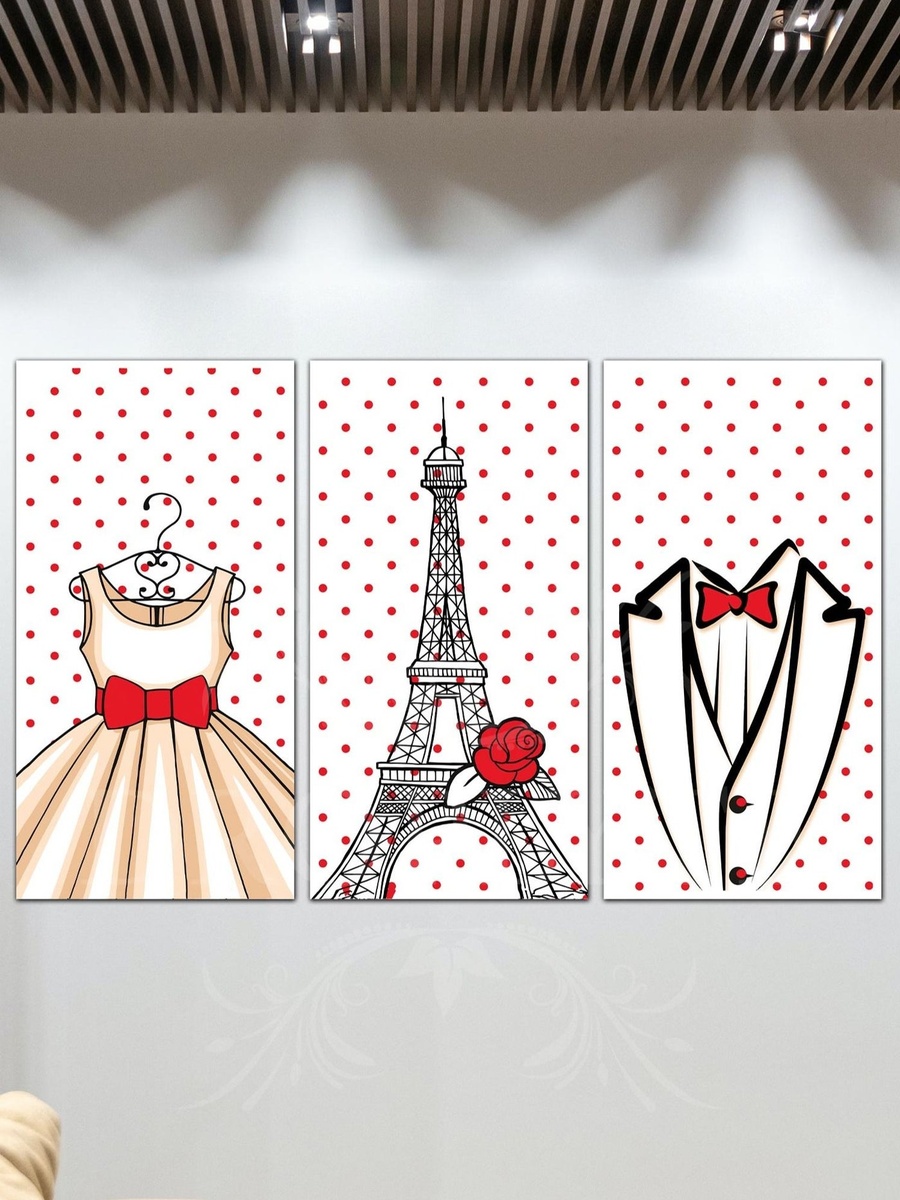 3-Piece Apparels in Paris Decorative Wall Art 90cm x 60cm