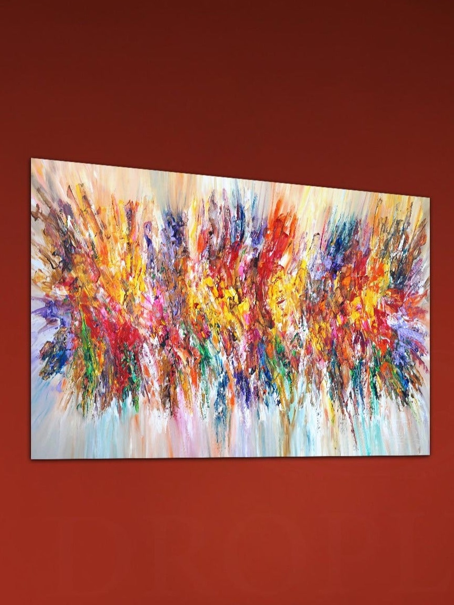 لوحة جدارية ديكورية لرسم تجريدي متعدد الألوان، 60 سم × 40 سم