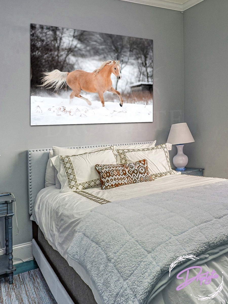 Brown Horse in Winter Decorative Wall Art, 60cm x 40cm