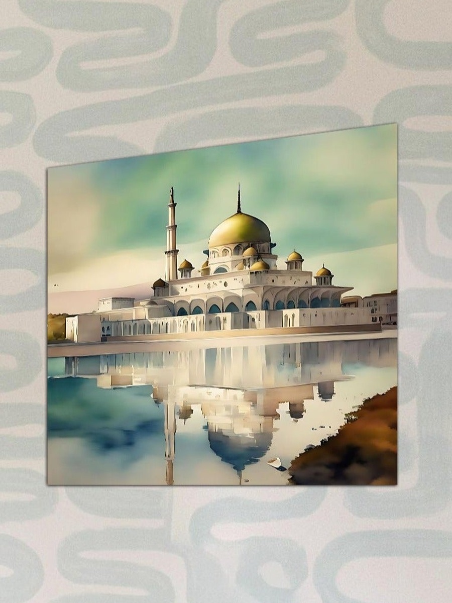 لوحة جدارية إسلامية لمسجد منشأة بالذكاء الاصطناعي، 50 سم × 50 سم