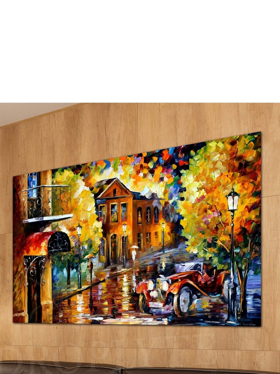 لوحة جدارية ديكورية لرسم ملون لسيارة جيب في الشارع، 60 سم × 40 سم