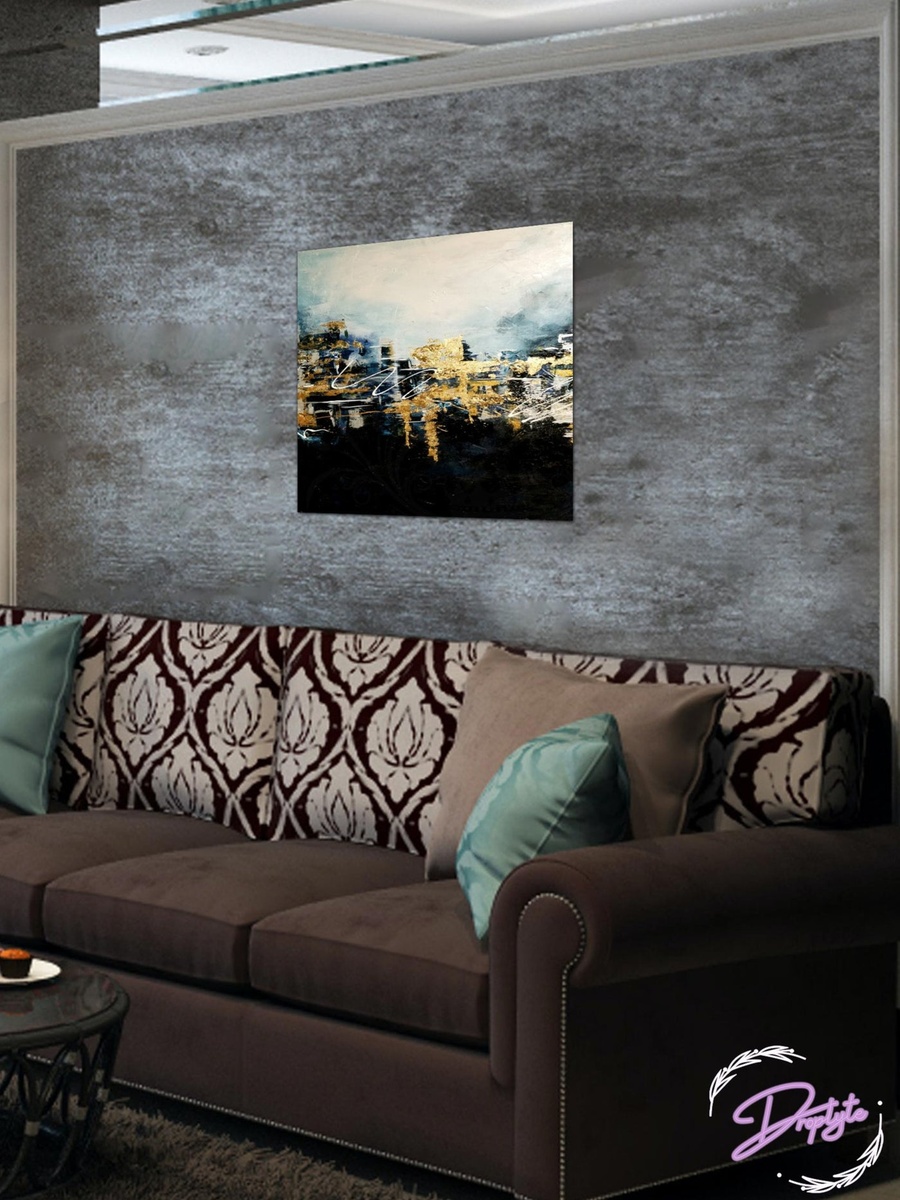 لوحة جدارية لرسم تجريدي متعدد الألوان، 50 سم × 50 سم