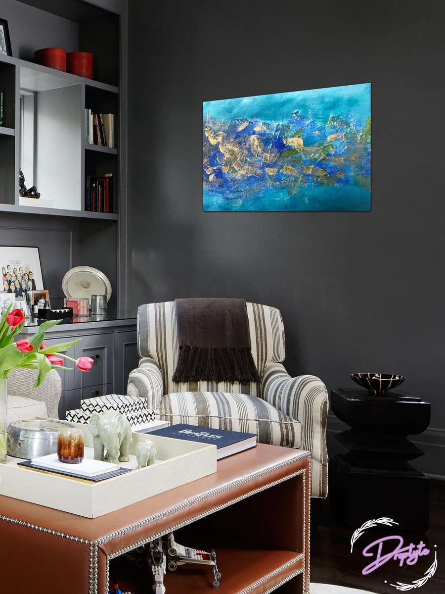 لوحة جدارية ديكورية لرسم تجريدي متعدد الألوان، 60 سم × 40 سم