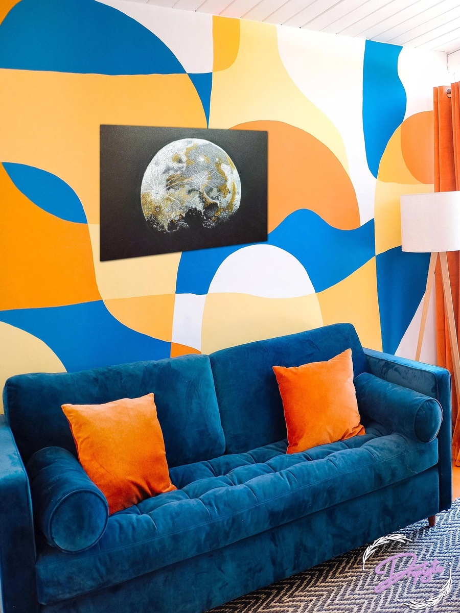 Multicolor Moon Abstract Painting Decorative Wall Art, 40cm x 30cm