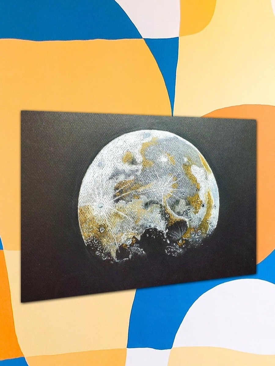 Multicolor Moon Abstract Painting Decorative Wall Art, 40cm x 30cm