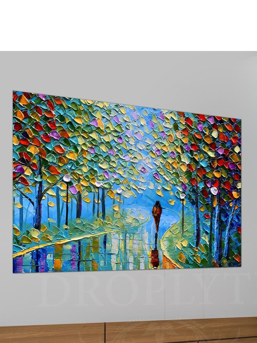 لوحة جدارية ديكورية لرسم ملون لشخص يسير بمفرده، 60 سم × 40 سم
