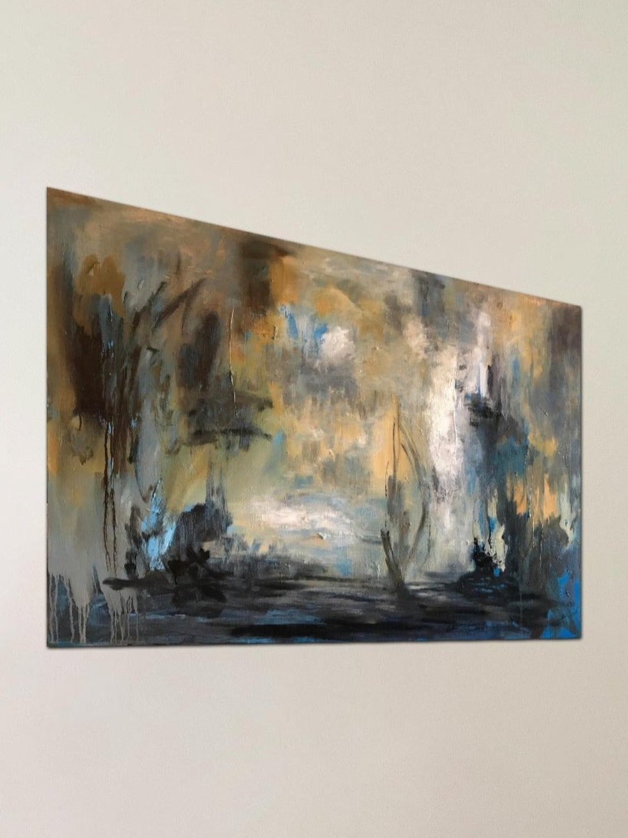 لوحة جدارية ديكورية لرسم تجريدي متعدد الألوان، 60 سم × 40 سم