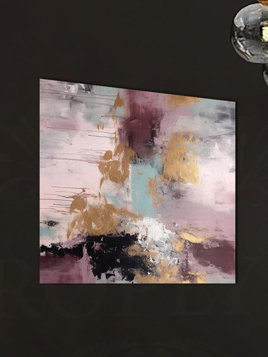 لوحة جدارية لرسم تجريدي بإطار، 30 سم × 30 سم