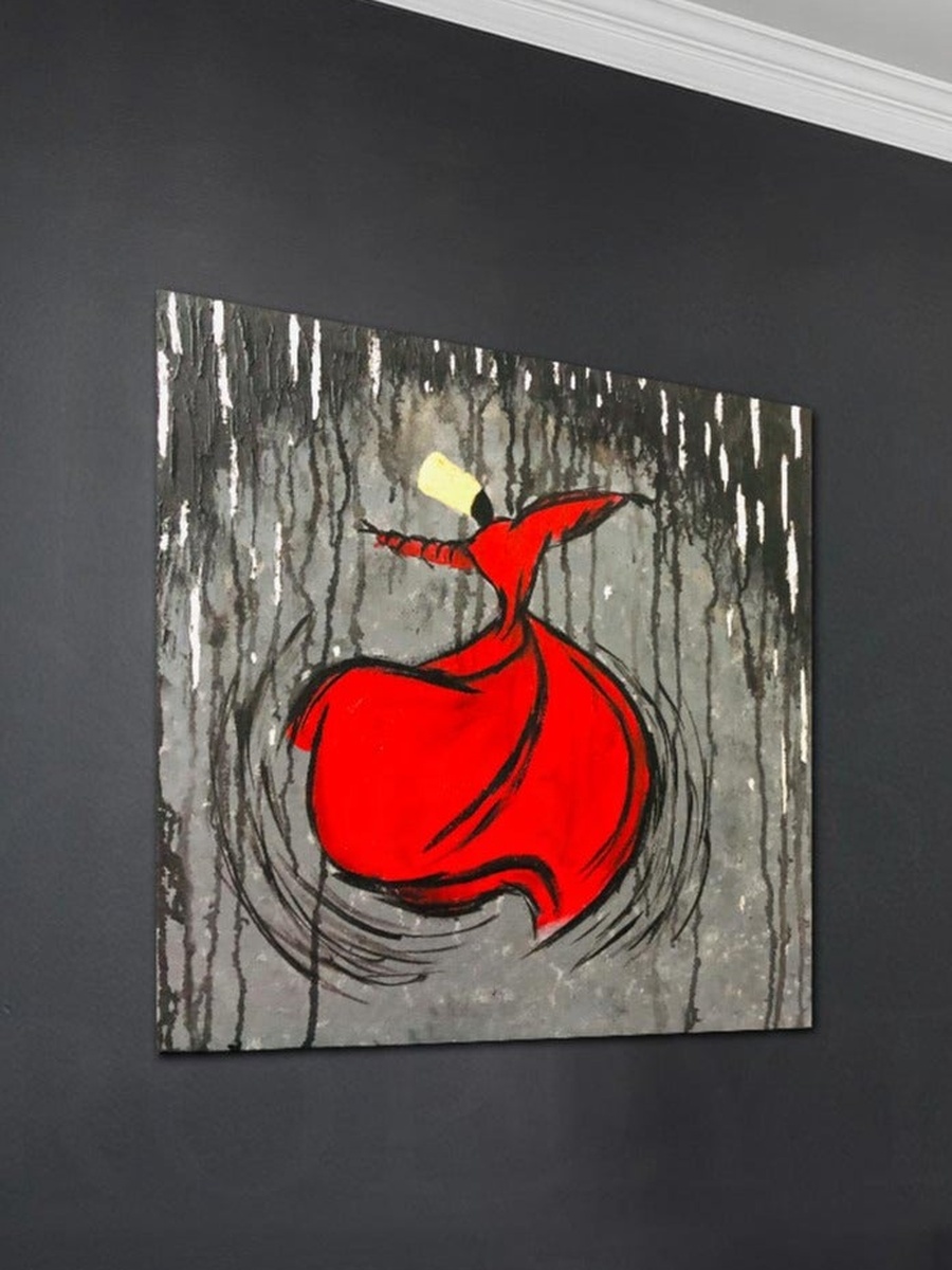 Whirling Dervish Sufi Painting Decorative Wall Art, 50cm x 50cm