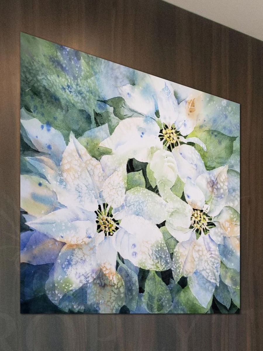 White Flowers Digital Painting Decorative Wall Art, 50cm x 50cm
