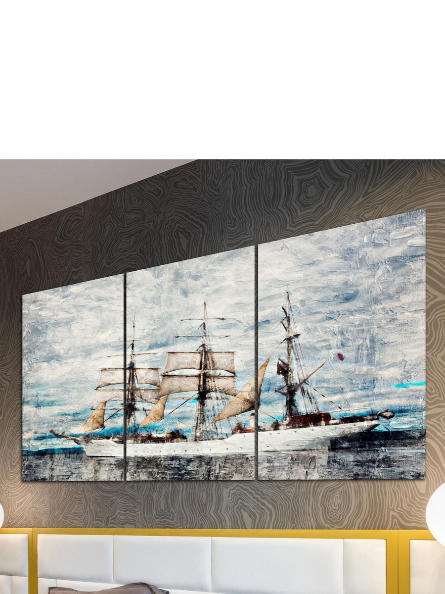 3-Piece Beautiful Sailing Ship Painting Decorative Wall Art, 120cm x 60cm