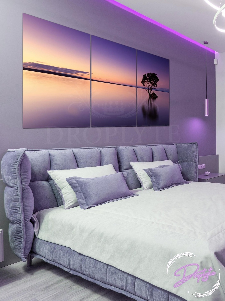 3-Piece Tree in the Ocean View at the Evening Decorative Wall Art, 120cm x 60cm