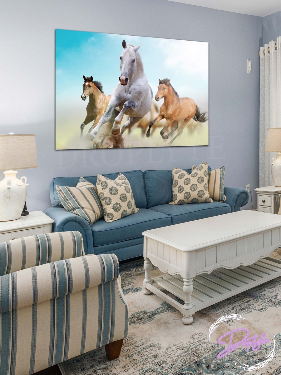 Beautiful Running Horses Decorative Wall Art, 60cm x 40cm