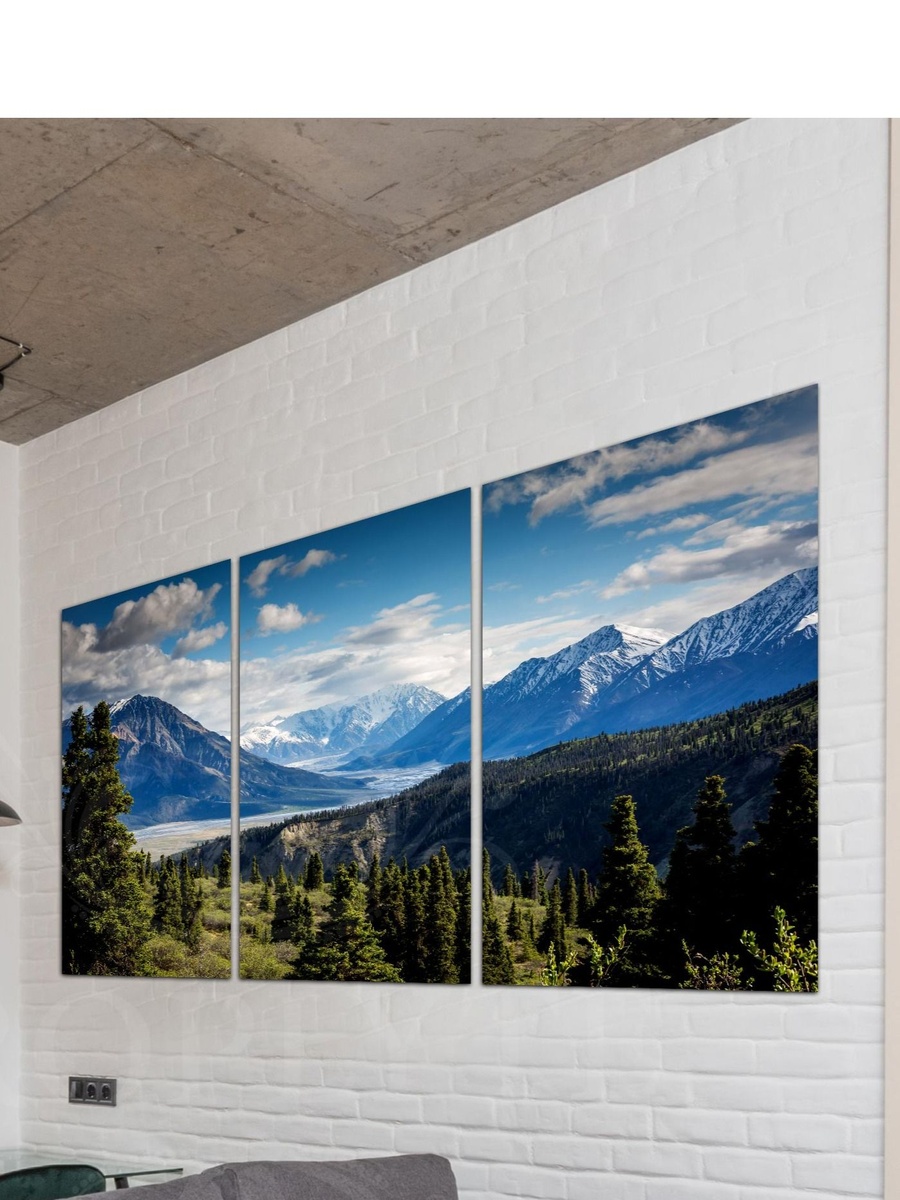 3-Piece Mountains in the Winter Season Decorative Wall Art, 120cm x 60cm