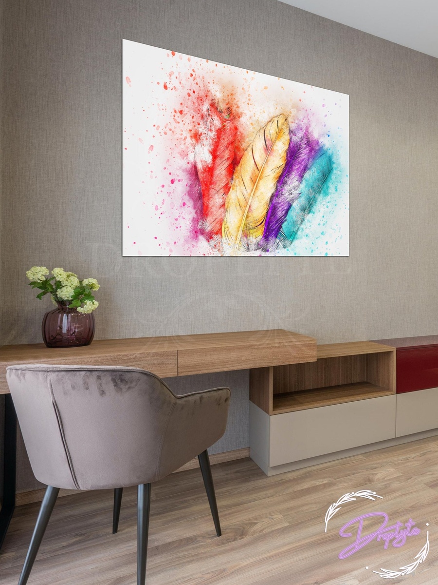 لوحة جدارية ديكورية لرسم ريش ملون متعدد الألوان، 40 سم × 30 سم
