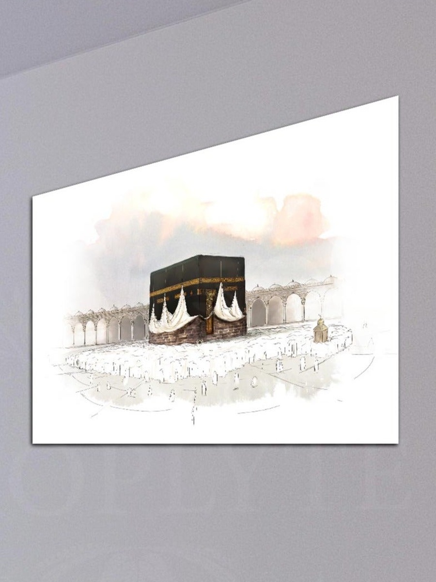 لوحة جدارية ديكورية لرسم للحرم والكعبة مكة، 60 سم × 40 سم