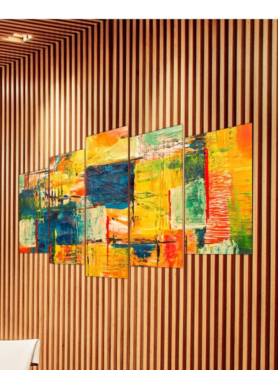 مجموعة من 5 قطع لوحة جدارية ديكورية لرسم تجريدي متعدد الألوان، 100 سم × 60 سم