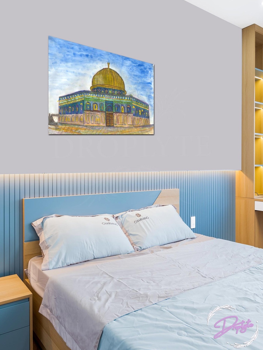 لوحة جدارية ديكورية لرسم يدوي للقدس والمسجد الأقصى فلسطين، 60 سم × 40 سم