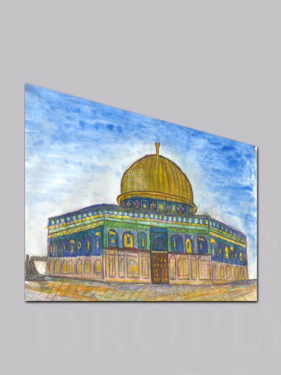 لوحة جدارية ديكورية لرسم يدوي للقدس والمسجد الأقصى فلسطين، 60 سم × 40 سم