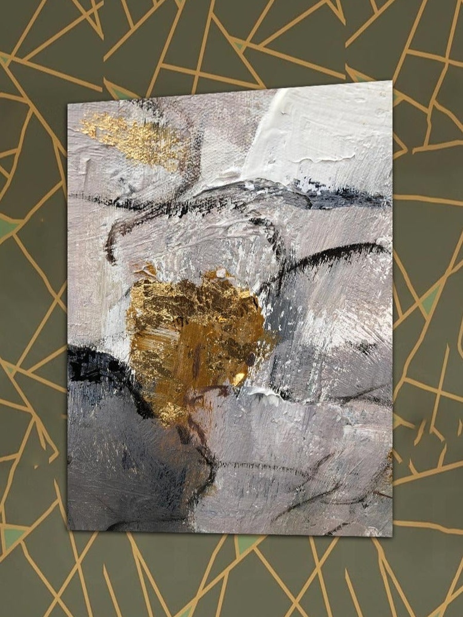 لوحة جدارية ديكورية لرسم تجريدي ذهبي، 40 سم × 60 سم