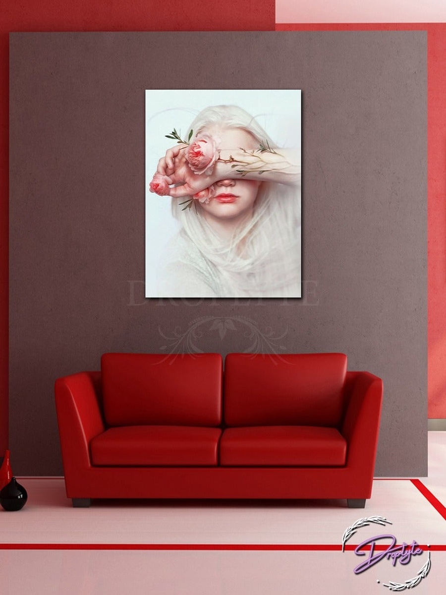 لوحة فنية جدارية لفتاة جميلة مع إطار خشبي، 30 سم × 40 سم
