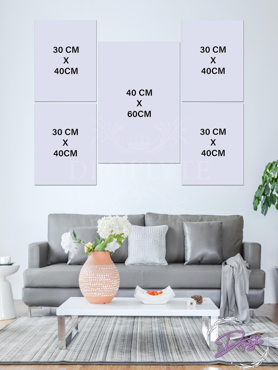 5-Piece Ayat Al-Kursi and Qul Shareef Islamic Calligraphy Decorative Wall Art 100cm x 80cm