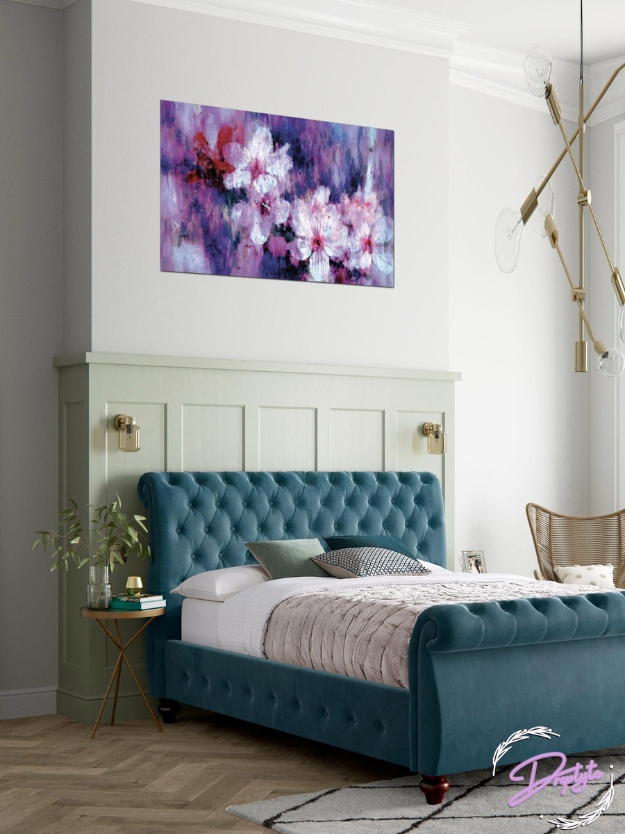 Beautiful Flower Painting Wall Art Canvas with Wooden Frame, 60cm x 40cm
