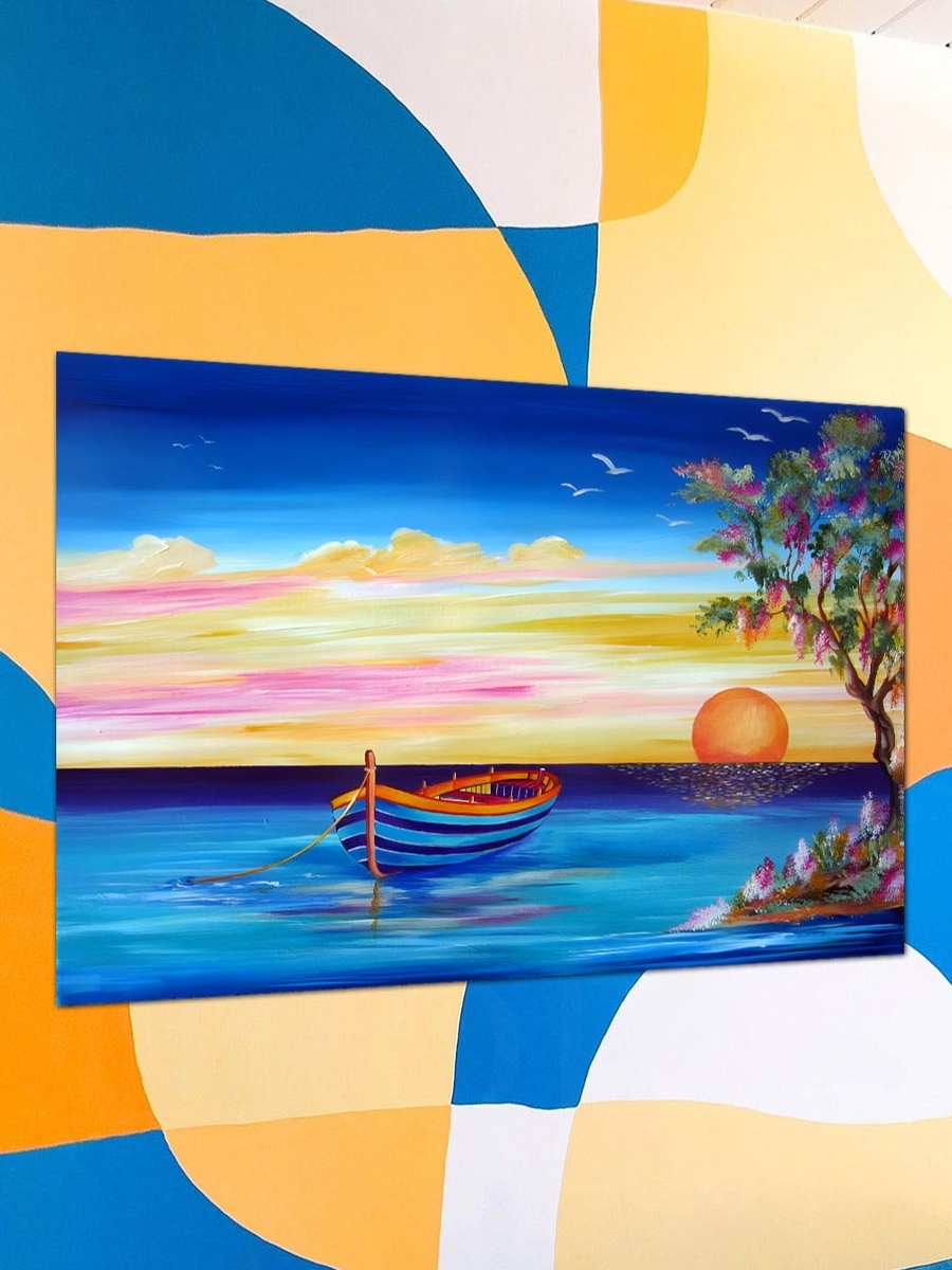 لوحة جدارية ديكورية لرسم غروب الشمس على الشاطئ، 60 سم × 40 سم
