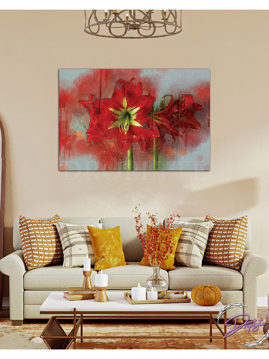 Beautiful Flower Painting Wall Art Canvas with Wooden Frame, 60cm x 40cm