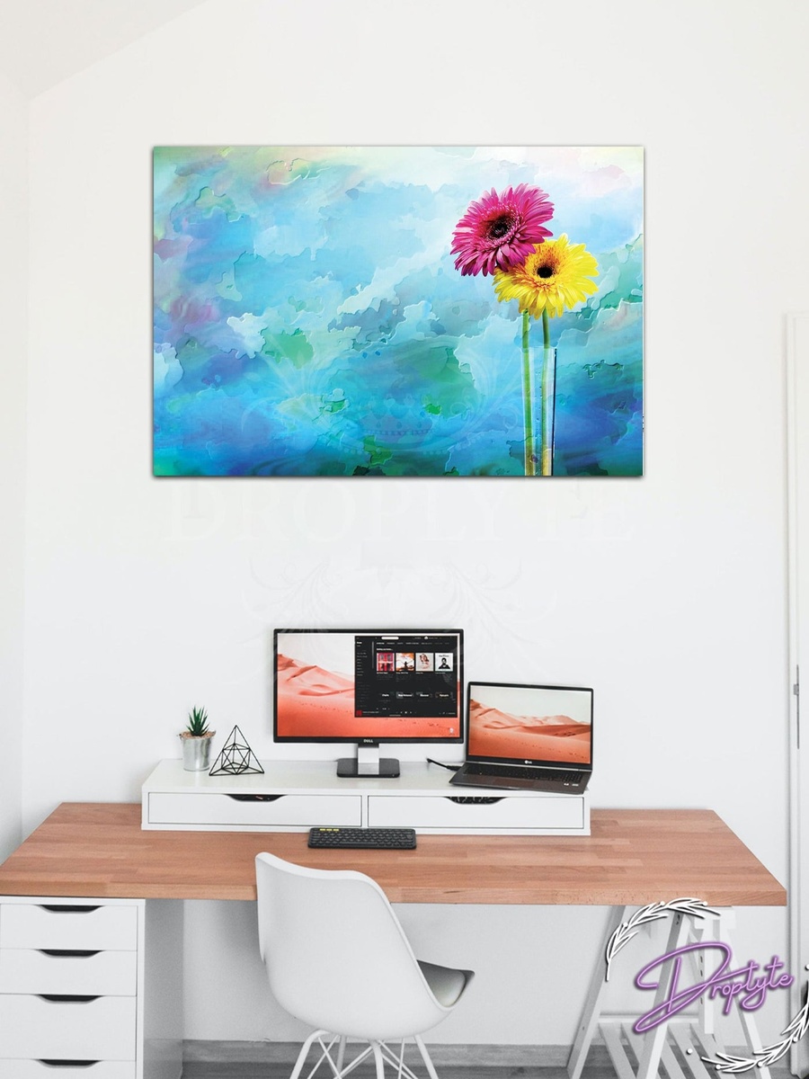 Beautiful Flowers Painting Decorative Wall Art Canvas with Wooden Frame, 60cm x 40cm