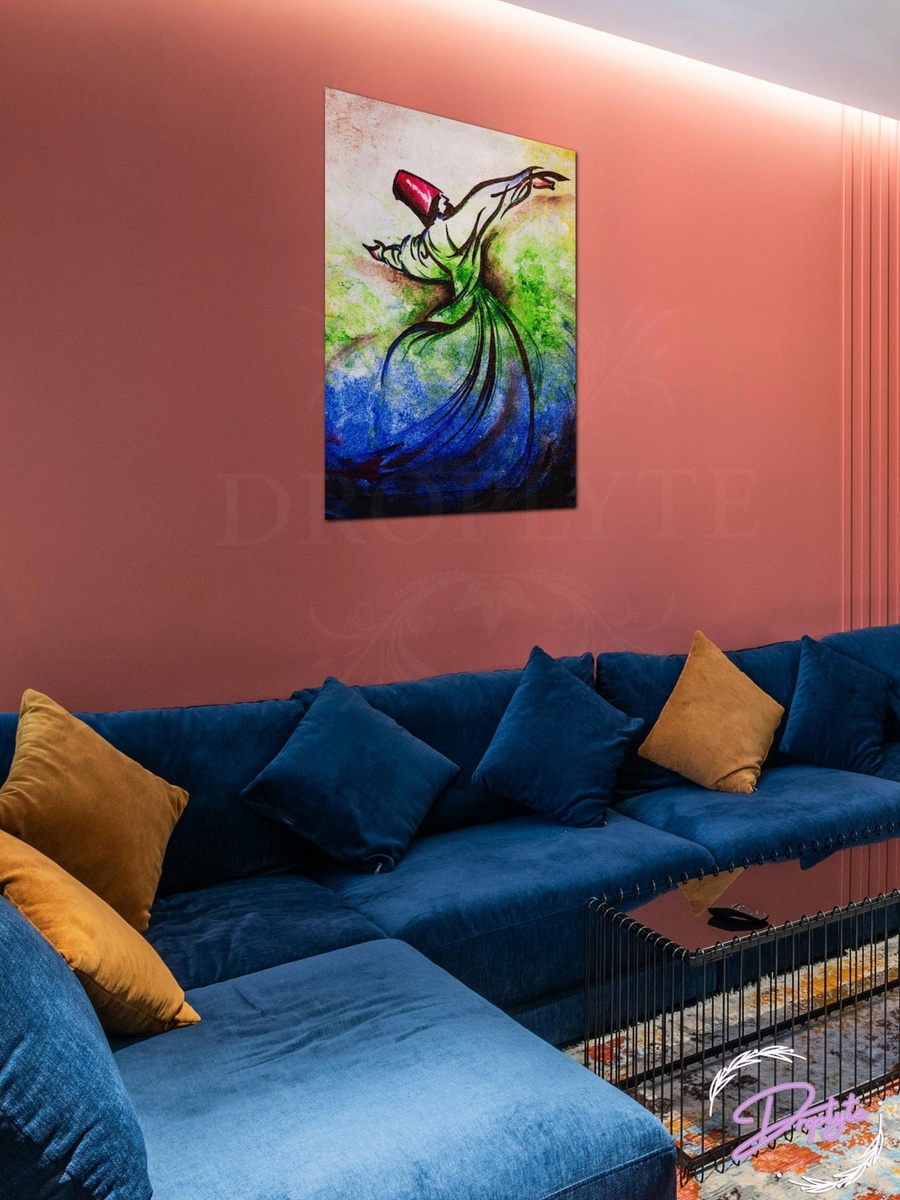 Whirling Dervish Sufi Painting Decorative Wall Art, 40cm x 60cm