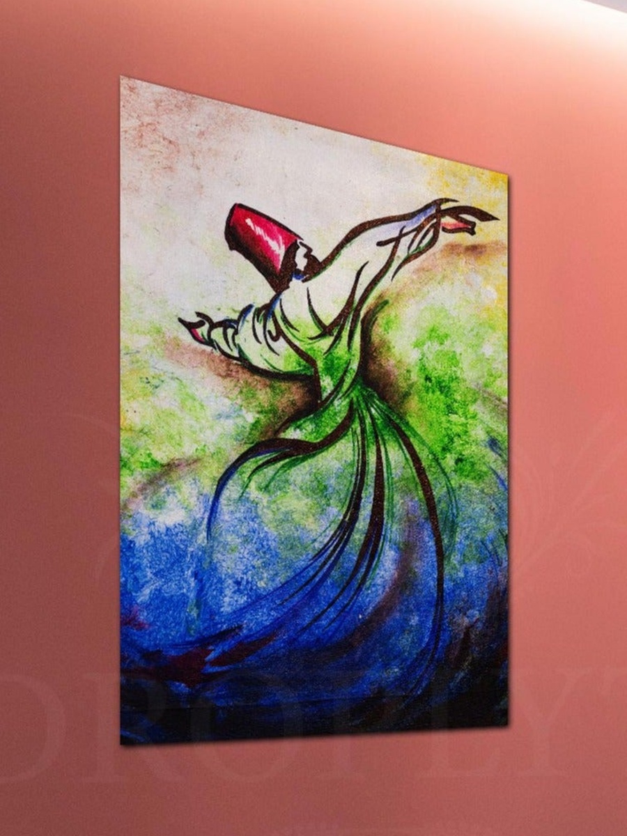 Whirling Dervish Sufi Painting Decorative Wall Art, 40cm x 60cm