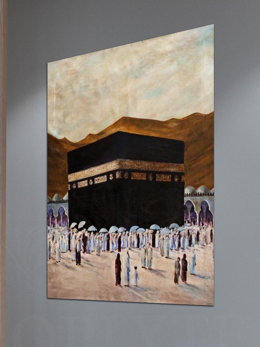 لوحة فنية جدارية ديكورية إسلامية للكعبة والحرم الشريف، 40 سم × 60 سم