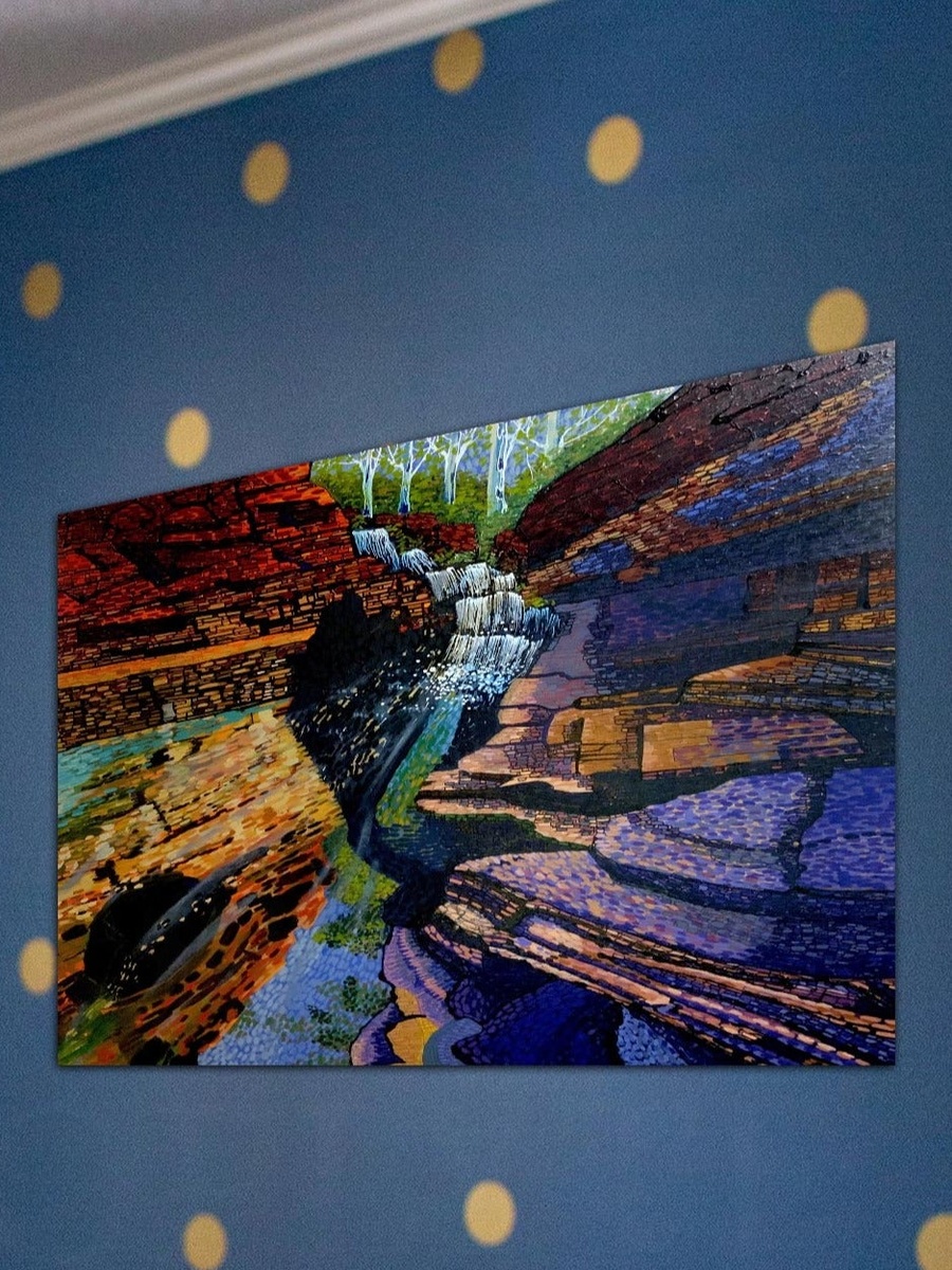 لوحة جدارية ديكورية لرسم تجريدي للجبل متعدد الألوان، 60 سم × 40 سم