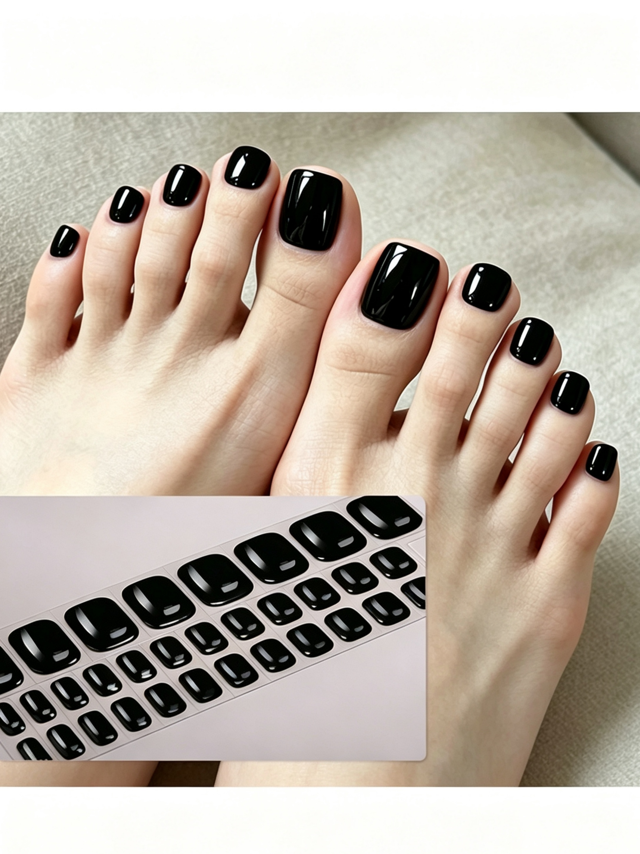 Black Press-On Toenails