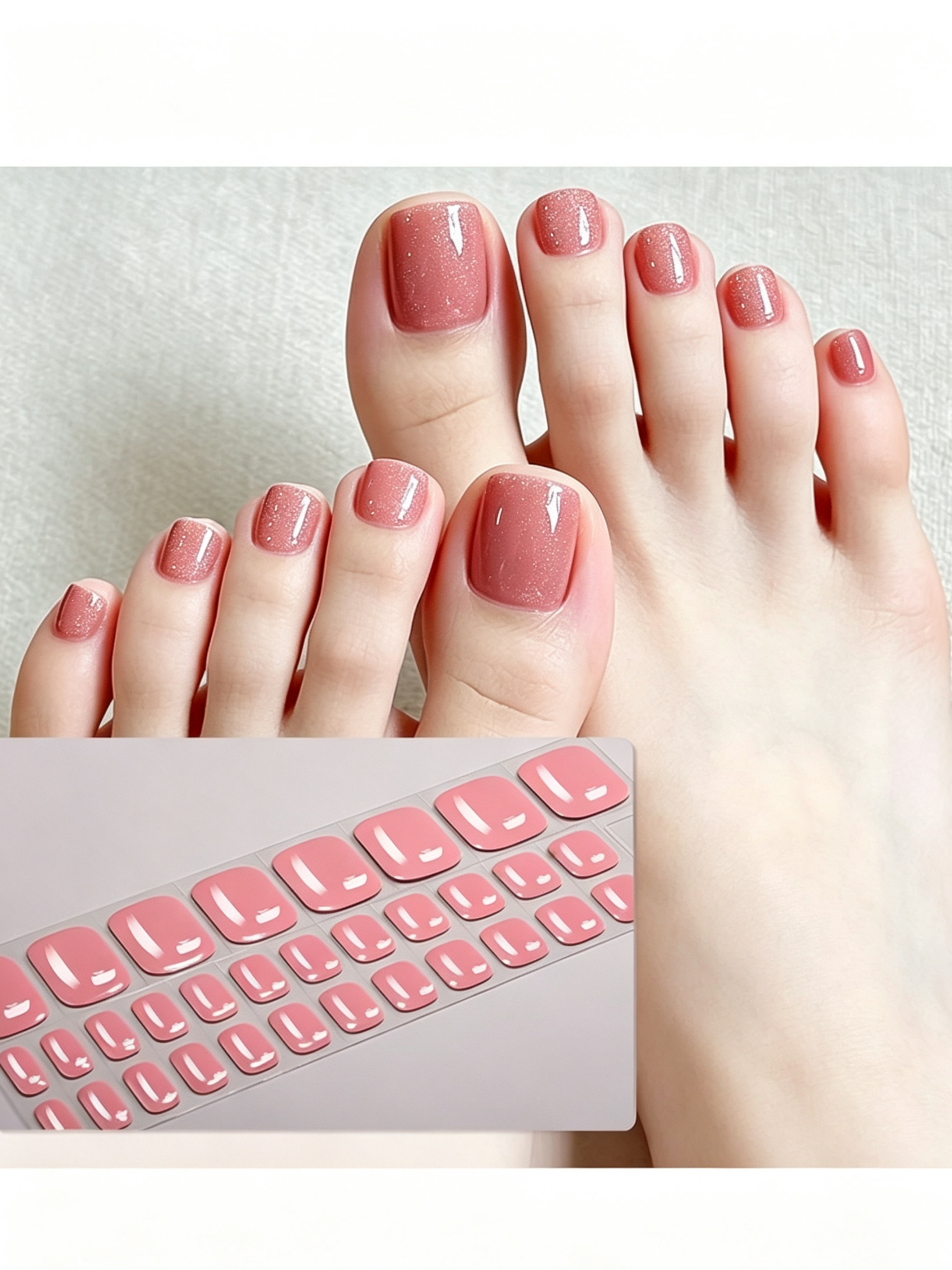 Nude Glitter Toe Nail Wraps