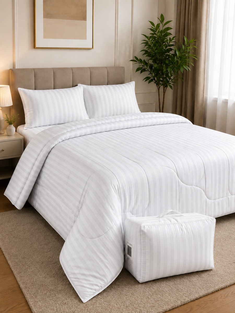 3-Piece Cotton Ease King Comforter Set 220x240 cm - White