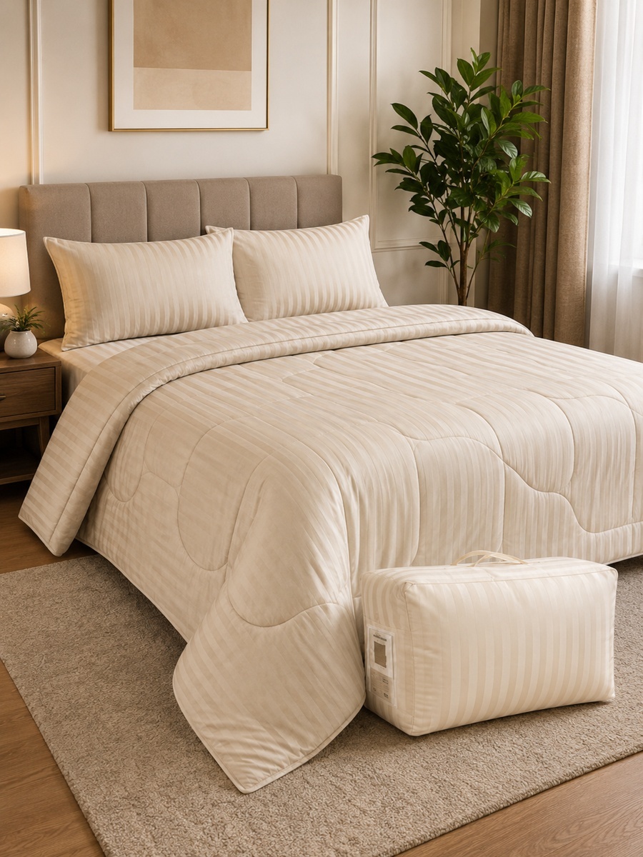 2-Piece Cotton Ease Single Comforter Set 140x200 cm - Beige