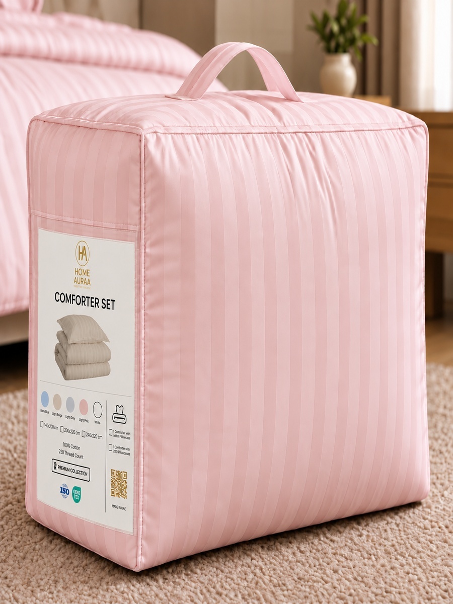 3-Piece Cotton Ease King Comforter Set 220x240 cm - Blush