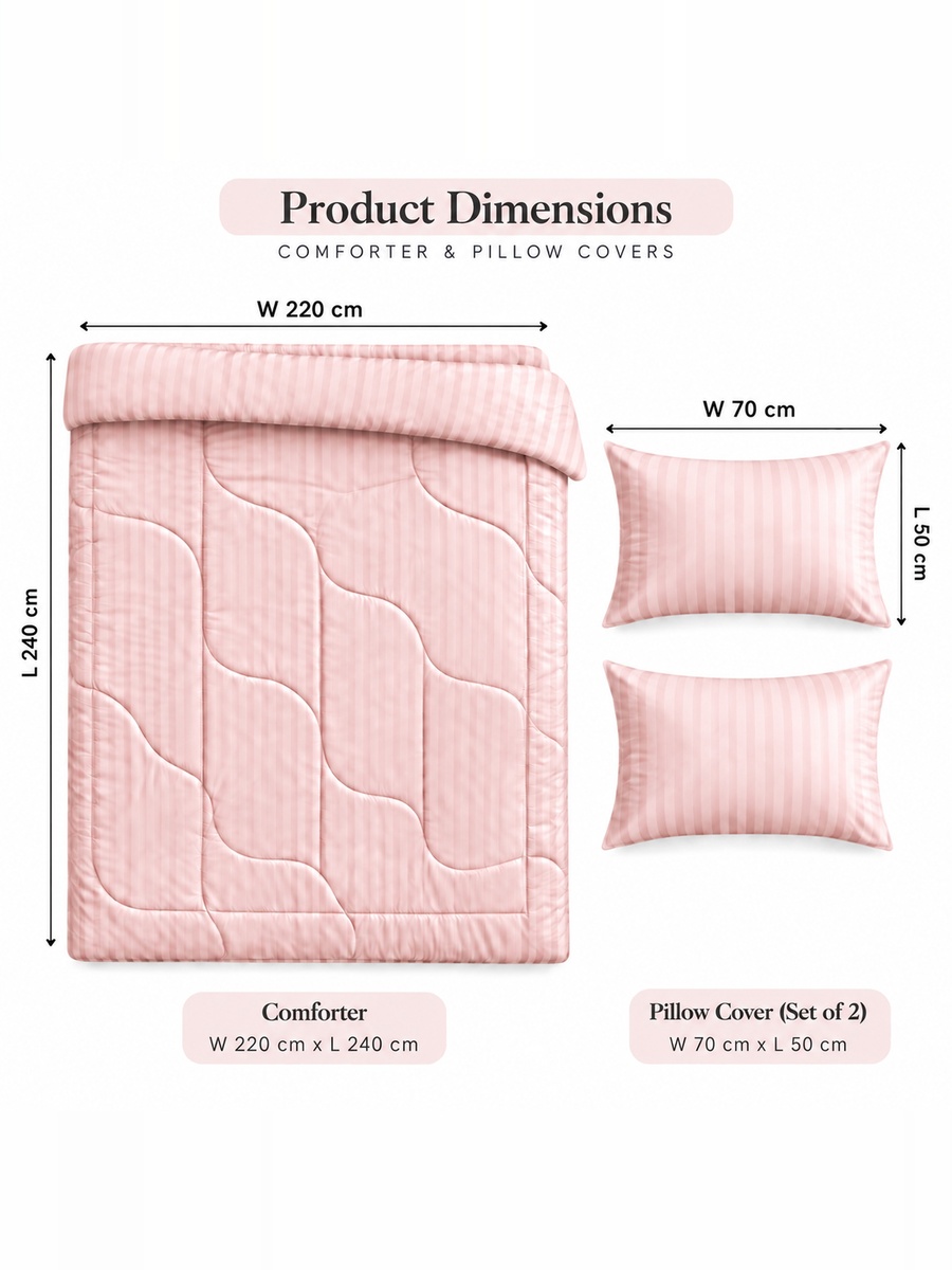 3-Piece Cotton Ease King Comforter Set 220x240 cm - Blush