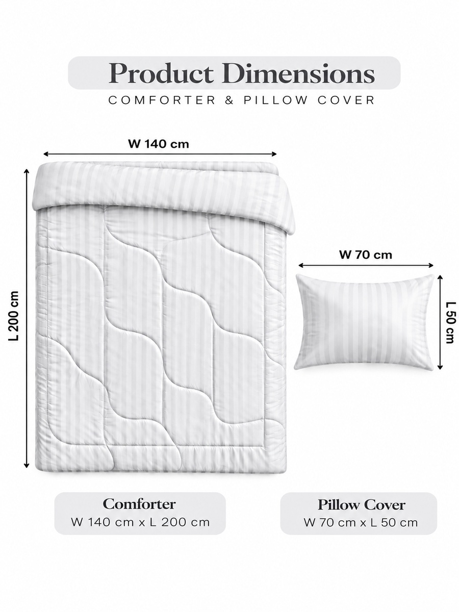 2-Piece Cotton Ease Single Comforter Set 140x200 cm - White