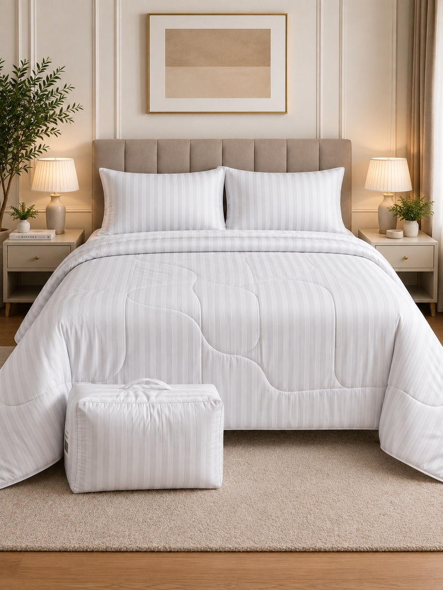 2-Piece Cotton Ease Single Comforter Set 140x200 cm - White